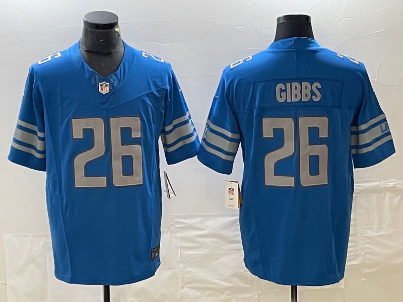 Men Detroit Lions #26 Gibbs Blue 2023 Nike Vapor F.U.S.E. Limited NFL Jerseys
